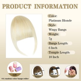 NAYOO Bangs Hair Clip in Bangs 100% Real Human Hair Extensions Wispy Bangs Clip on Air Bangs for Women Hairpieces Curved Bangs