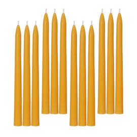 Viyffo 10 Inch Beeswax Taper Candles Set of 12, Natural Unscented Bee Wax Candle, Long Tall Tapered Candlesticks Wedding Home Decor Dinner