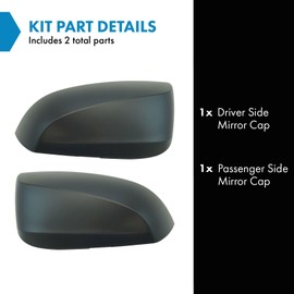 TRQ 2 Piece Driver and Passenger Side Mirror Cap Set Black Textured Compatible with 2016-2017 Toyota Tacoma