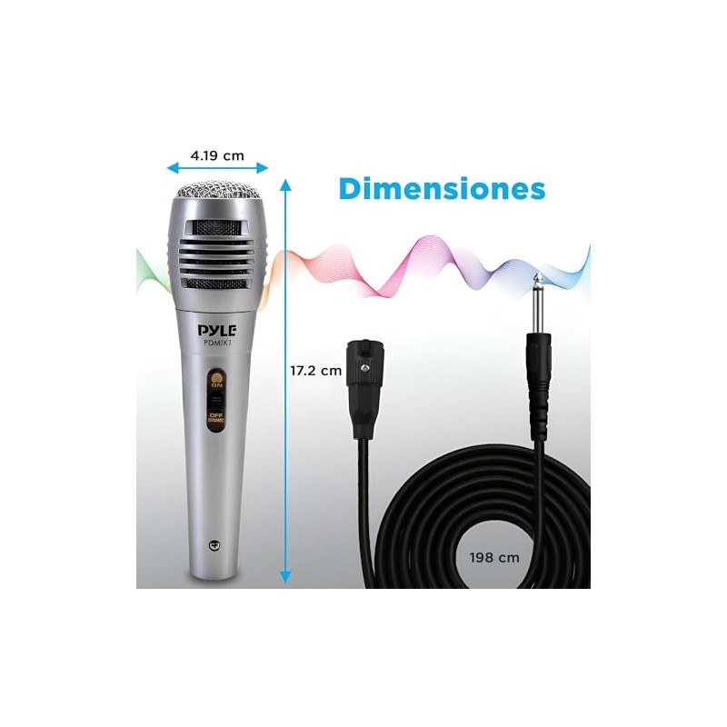 Pyle micrófono dinámico con cable - micrófono profesional unidireccional de
