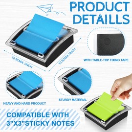 10 Pack Pop up Notes Dispenser Sticky Note Set, Black Base Clear Top Sticky Note Holder with 8 Pad Colored Memo Self Stick Notes 3x3 Refills for Desk Office Home Supplies, 50 Sheet/Pad