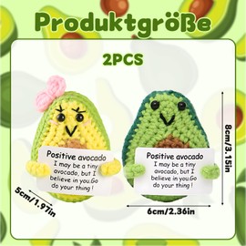 CJAPGJW Avocado Cuddly Toy, Pack of 2 Hand Knitted Avocado Dolls, Lucky Charm Exam and Motivational Gifts, Knitted Doll Gifts for Adults and Children (Green and Yellow)