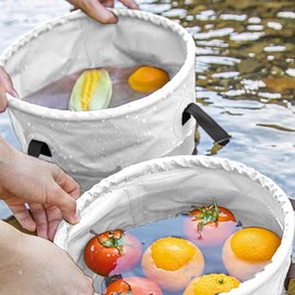 Baiao Folding Water Bucket, 20L Portable Collapsible Bucket Camping Storage Container Wash Basin for Traveling Hiking Fishing Boating Gardening Car Washing(White)