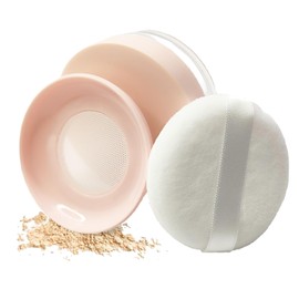 MEYIART Convenient Empty Makeup Powder Container No Leaks Empty Reusable Plastic Loose Powder Compact Container DIY Makeup Powder Case with Sponge Powder Puff 10 ml(0.33 oz) Elasticated Net Sifter