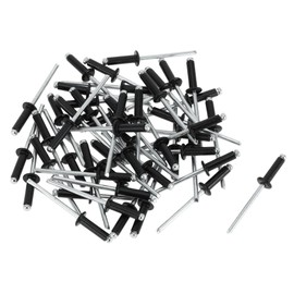 Partuto 50 Pcs Dome Head Large Flange Blind Rivets Aluminum Black Silver Tone 4mm Grip Diameter 12mm Grip Length 8.4mm Flange Diameter