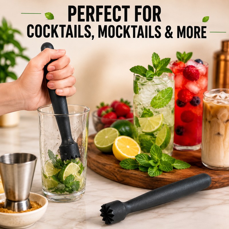 Cocktail Muddler for Fruit & Herb Mixing – Non-Slip PP