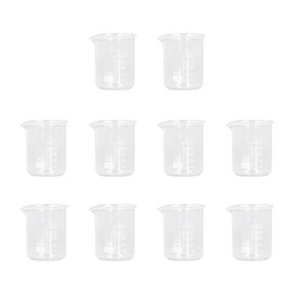 10 Pcs Laboratory Glass Beaker 50ml Thick Experimental Graduated Cylinder Cup with Clear Standard Scale Line