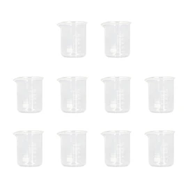 10 Pcs Laboratory Glass Beaker 50ml Thick Experimental Graduated Cylinder Cup with Clear Standard Scale Line