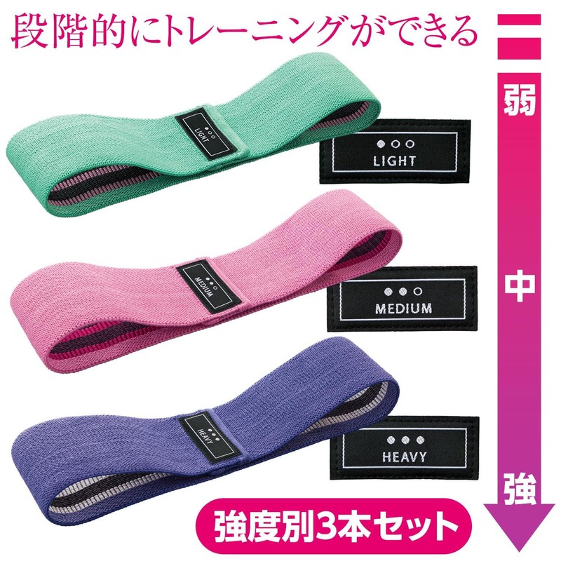 Como Life Exercise Band with Guides, 3 Color Set, Exercise
