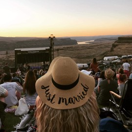 Funky Junque Women's Just Married Honeymoon Hat Bride Squad Hats UPF 50 Floppy Sun Hat Bachelorette Party Accessory - A Just Married