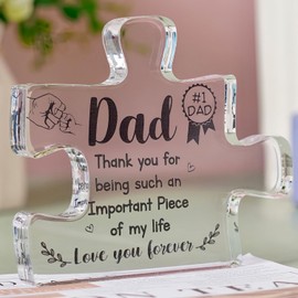 Gifts for Dad, Christmas Gifts for Dad, Fathers Day Gift, Acrylic Puzzle Piece Plaque Birthday Gifts for Dad 4 x 3.3 in, Father's Day Gift from Daughter, Son, Men Birthday Gift Ideas, Best Dad Gifts
