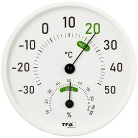 TFA Dostmann 45.2045.02 Analogue Thermo-Hygrometer for Indoor and Outdoor Use with Coloured Comfort Zones White