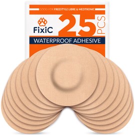 FixiС Adhesive Patches 25 Pack 3 1/2" – Good for Libre 1, 2, 3 & Plus – G7 & Stelo – Guardian – Waterproof Adhesive Patches – Libre Adhesive Covers – Pre-Cut – The Best Fixation for Your Sensor! (Tan)