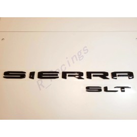 GMC 4PC Set GLOSS BLACK 2019+ GMC SIERRA SLT LETTER EMBLEM 1500 2500 3500 AT4 DENALI