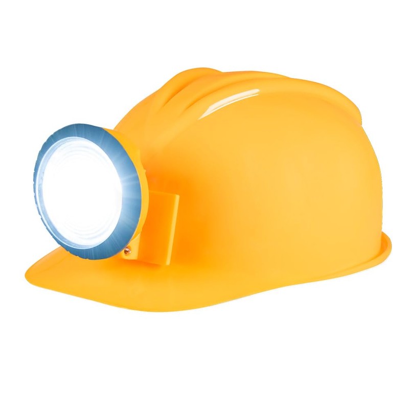 Boland 01414 Construction Worker Helmet with Light, Yellow/Black, for Adults,