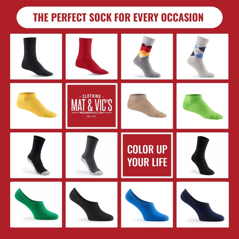 Mens Socks (10 Pair Pack) by Mat & Vic's Cotton
