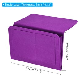 PATIKIL 13in Bedside Caddy, Bed Caddy Bedside Organizer Hanging Soft Felt 5 Pockets Bed Pockets Bedside Storage Organizer Remote Control Holder for Bedroom Phones Glasses, Purple