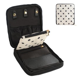 U+U Travel Jewelry Case for Women Portable Jewelry Travel Organizer for Journey-Rings, Necklaces, Earrings, Bracelets (Polka Dot)