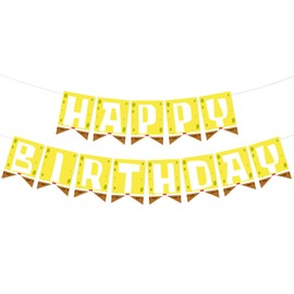 Happy Birthday Decorations Banner Pre-Strung Yellow Themd Party Supplies Favors for Boys and Girls Birthday Party