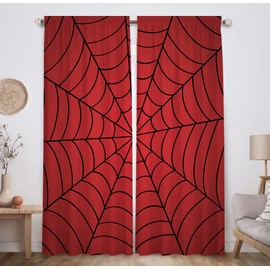 Allenjoy Superhero Spider Web Children Red Window Curtains for Boy Kids Baby Room Bedroom Nursery Toddler Home Office Decor Decorations Durable Fabric Machine Washable 82 in x 84 in