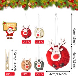 Pack of 8 Christmas Tree Pendants, Christmas Pendants, Elk Decoration, Felt Wooden Christmas Decoration, Christmas Tree Decoration Felt for Pendants, Reindeer Tree Decoration, Christmas Pendant for