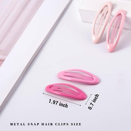 Cptots 20PCS Oval Metal Snap Clips for Women No Slip Small Barrettes for Thin Fine Hair,Pink