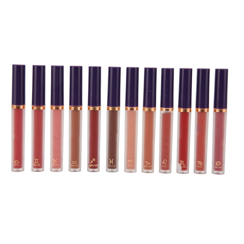 12Pcs Matte Lip Gloss Moisturizing Anti Melt Long Lasting Cream