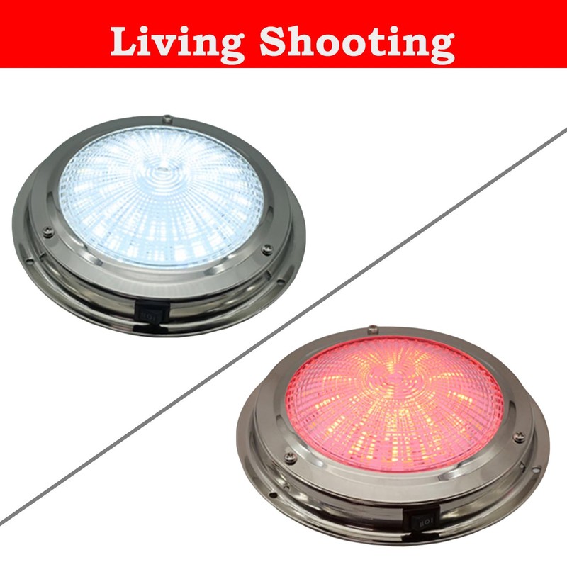 SMIXCTEK Marine Boat Dome Light, Dual Color 5.5" 12V LED