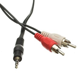 35ft 3.5mm Stereo Male to 2RCA Male (Right and Left) RCA Audio Cable (35 Feet) Gold Plated (Red/White) Y Splitter Audio Cable Compatible with Smartphone, MP3, Tablet, Speakers ED737313 (3 Pack)