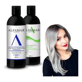 Shampoo Matizador Azul + Tratamiento Con Keratina Alfamar