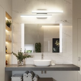 PRESDE 24in Dimmable Modern LED Vanity Light Fixtures for Bathroom Brushed Nickel Bath Vanity Lighting（Cold White 6000K）