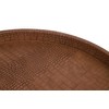 HofferRuffer Round Serving Tray 20'', Elegant Faux Leather Circle Ottoman