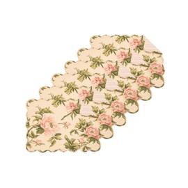 C&F Home 13" x 19" Journee Reversible Scalloped Quilted Vintage Floral Flower Themed Dining Tabletop Placemats, Set of 6 All Seasons Spring Summer Home Kitchen Dinner Table Décor Decoration S/6 Pink