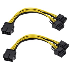 zdyCGTime GPU 8pin to Dual 8Pin (6+2) Pin Power Supply line Graphics Video Card Extender Cable,18AWG GPU VGA Female to Dual PCI-E Male Y Splitter Power Cable,for Graphics Card BTC Miner.(20cm/2Pack)