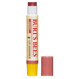 Burt's Bees Peonía brillante para labios; color cálido y luminiscente; alto impacto, humedad instantánea; con mantecas de karité y cacao; origen 100% natural; 1 tubo, 0.09 onzas (el embalaje puede