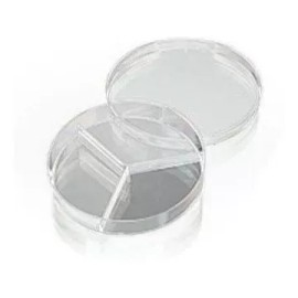 Sym Caja Petri 100x15mm Plastico Desechable C/3 Divisiones C/50