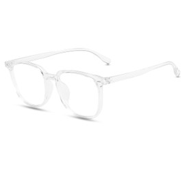 TECH-LINE-DIRECT FASHION ACCESSORIES New Anti-blue Light Glasses Frame Women Plain Eyewear Men & Women UV400 (Clear Frame + Clear Lens)