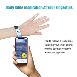 Daily Bible Verse Bracelet, NFC Wristband with Interactive Scripture, Wearable Christian Bracelet Gifts for Women Men, Blue