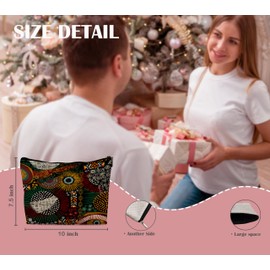 YeiHe Tribal African Makeup Bag, African Gifts for Women, Abstract Ethnic Circular Cosmetic Bag for Women, Gifts for African American Women, Vintage Makeup Pouch for Women