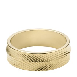 Fossil Women's Harlow Linear Texture Gold-Tone Stainless Steel Band Ring