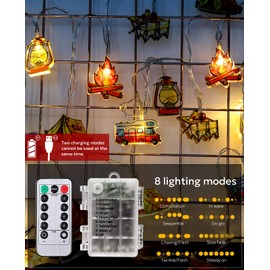 AceList 20 LED Camping String Lights - Battery and USB Operated, Mini Kerosene Waterproof Outdoor String Lights Perfect for Camping Decorations, Outdoor, Christmas, Party and Classroom(Warm Yellow)