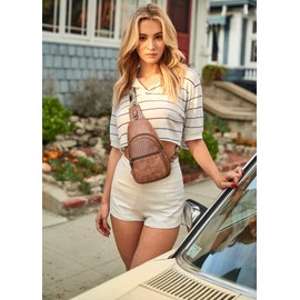 Mroede Crossbody Bags for Women 4-Pockets Sling Bag Fanny Pack Chest Purse Backpack Casual Daypacks Travel Shopping