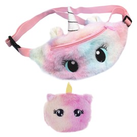 1 x Cartoon Animal Belt Bag and 1 x Coin Purse, Plush Belt Bag, Cute Girls Belt Bag, Interesting Belt Bag, pink, Unit size, Modern