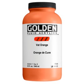 Fluid Acrylics by GOLDEN, Vat Orange, 32 fl. oz. Jar, Professional Acrylic Paint, Semi-Opaque
