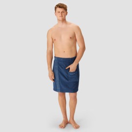 Schiesser Rome Sauna Kilt for Men Made of Absorbent Terry Cotton, Made in Green, Certified, Colour: Dark Blue, Size: 46-54