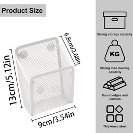 Pack of 2 Magnetic Storage Baskets, Magnetic Desk Organiser, Whiteboard Accessories, Magnetic Shelf, Hanging Shelf, Bathroom Magnetic Shelf for Fridge, Whiteboard, Locker Accessories (White)