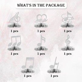 Maicaiffe Music Notes Honeycomb Centerpieses Decorations - Glitter 8 Pcs Music Theme Party Table Toppers Decor -Kids Birthday - Engagement - Wedding - Musical Party Decoration Supplies