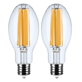 Satco S13186 28W LED HID Replacement Bulb, ED28, 2200K Warm White, 4200 Lumens, Extended Mogul Base (EX39), Clear Lens, 120-277V, Ballast Bypass, IP65 Wet Rated, Enclosed Fixture Approved (2 Pack)