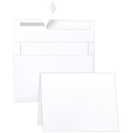 Silunkia White Blank Greeting Cards with Envelopes 5 x 7 Heavyweight Folded White Cardstock and A7 Envelopes Printable Self Seal 20 Packs for Wedding Invitations, Birthday, Thank You Cards, Mailing