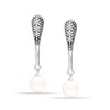 LeCalla 925 Sterling Silver Zirconia Antique Pearl Drop Dangle Stud